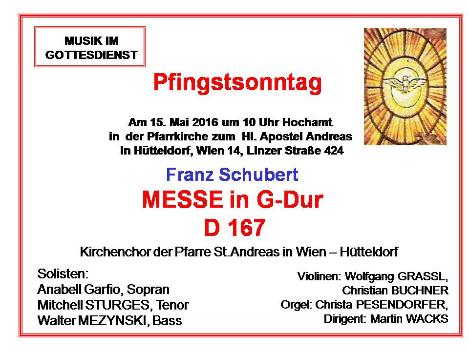 Pfingsten 2016 Schubert G Dur